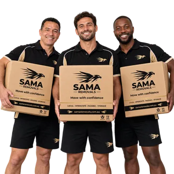 SAMA Removals team members carrying boxes